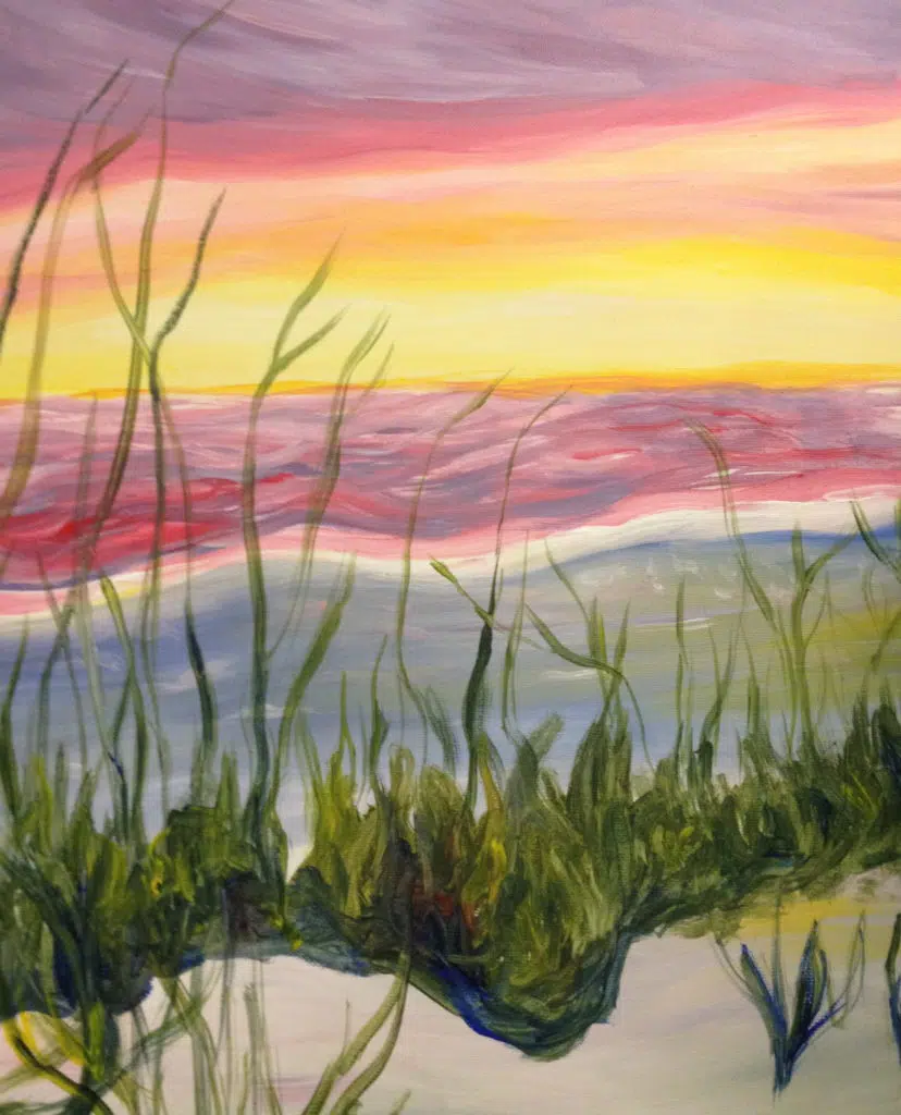 CCF Lavendar Sky at the Beach - Canvas, Corks & Forks