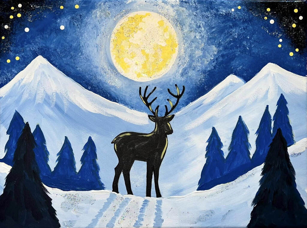 MOONLIGHT DEER 1 - Canvas, Corks & Forks