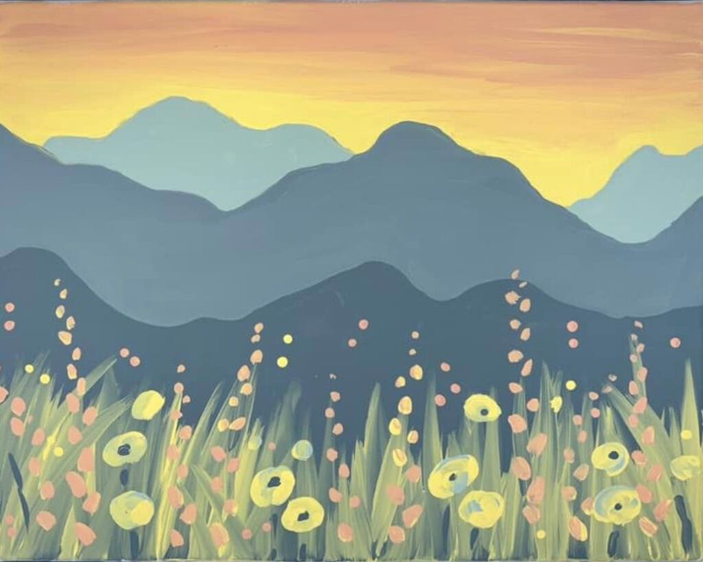 MOUNTAINS AND FLOWERS Bonus 1 - Canvas, Corks & Forks